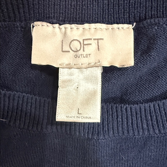 LOFT Dark Blue Sweater with Reindeer Design Winter Cotton Size Large Holiday - Picture 2 of 7